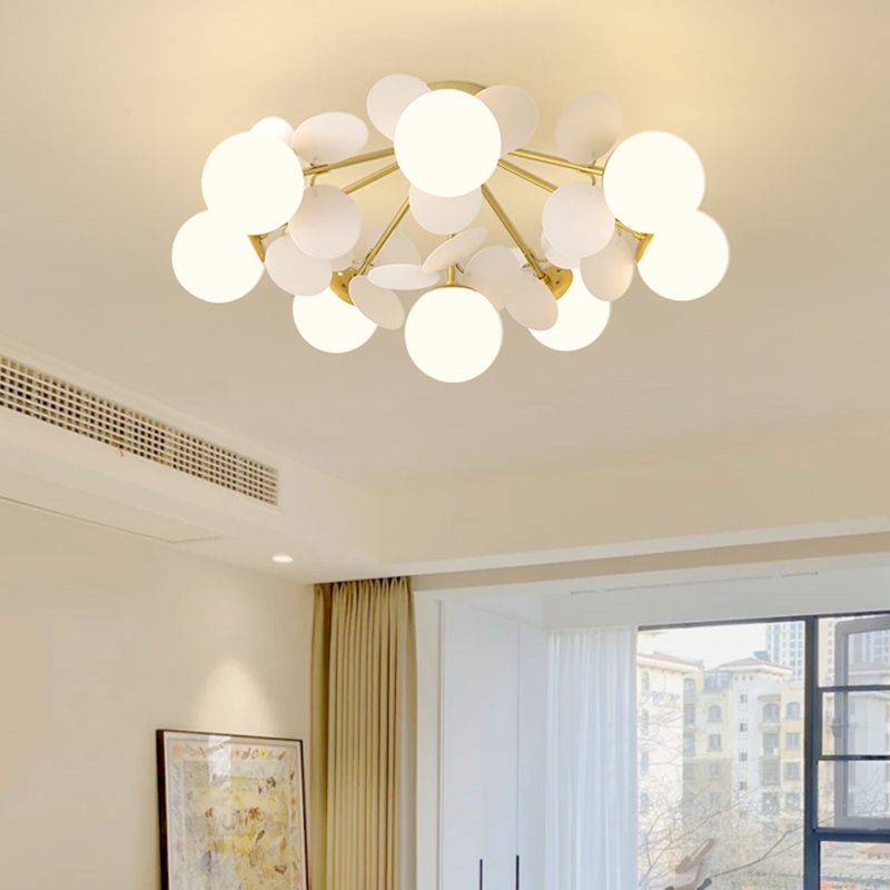Modern Simple Ball Shape Ceiling Light with Glass Shade for Living Room