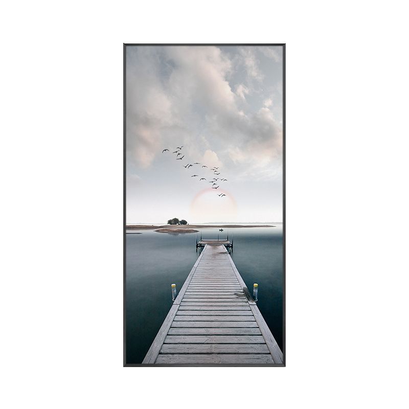 Soft Color Contemporary Art Print Seaside View Wrapped Canvas for Kitchen, Multiple Sizes