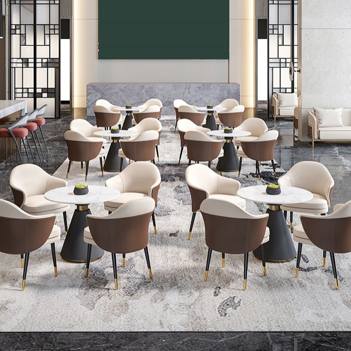 Round Pedestal Dining Set 1/4/5 Pieces Stone Top Modern Dinette Set in White