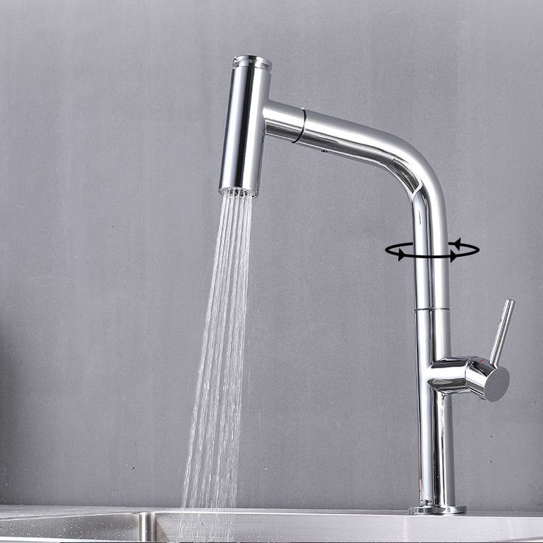 Modern Pull Down Single Handle Kitchen Faucet 1 Hold Faucet with Pull Out Sprayer