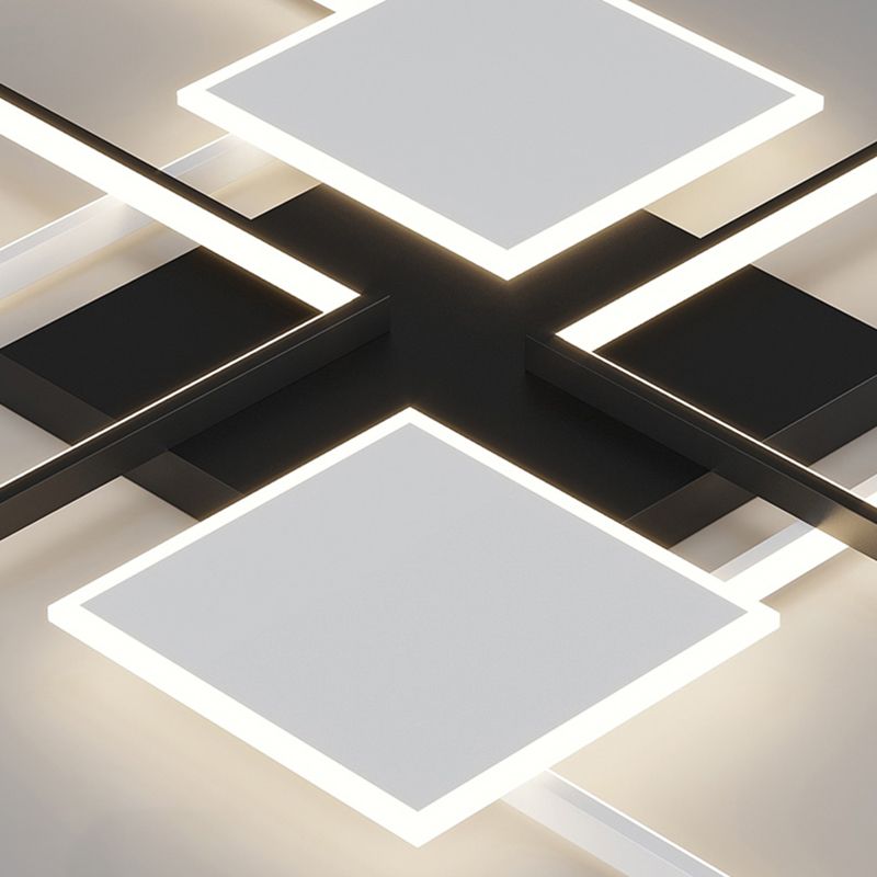 Plafonnier LED en aluminium minimaliste, plafonnier noir pour salon