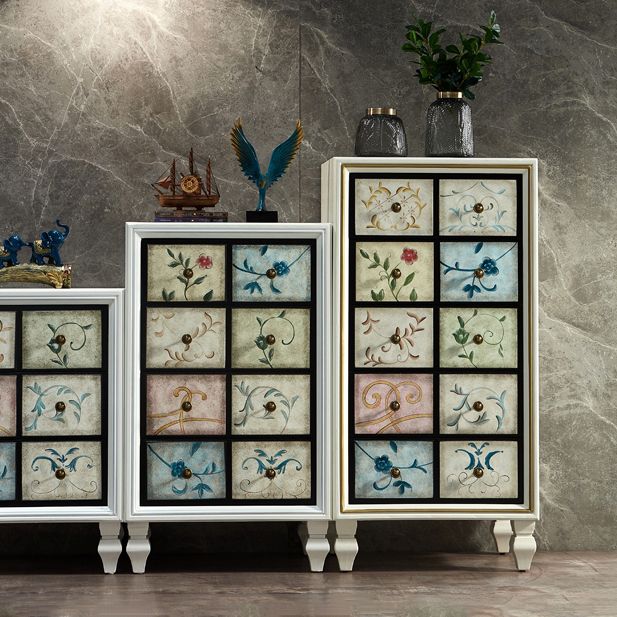 American Traditional Wooden Storage Chest Home Horizontal Chest with Drawers