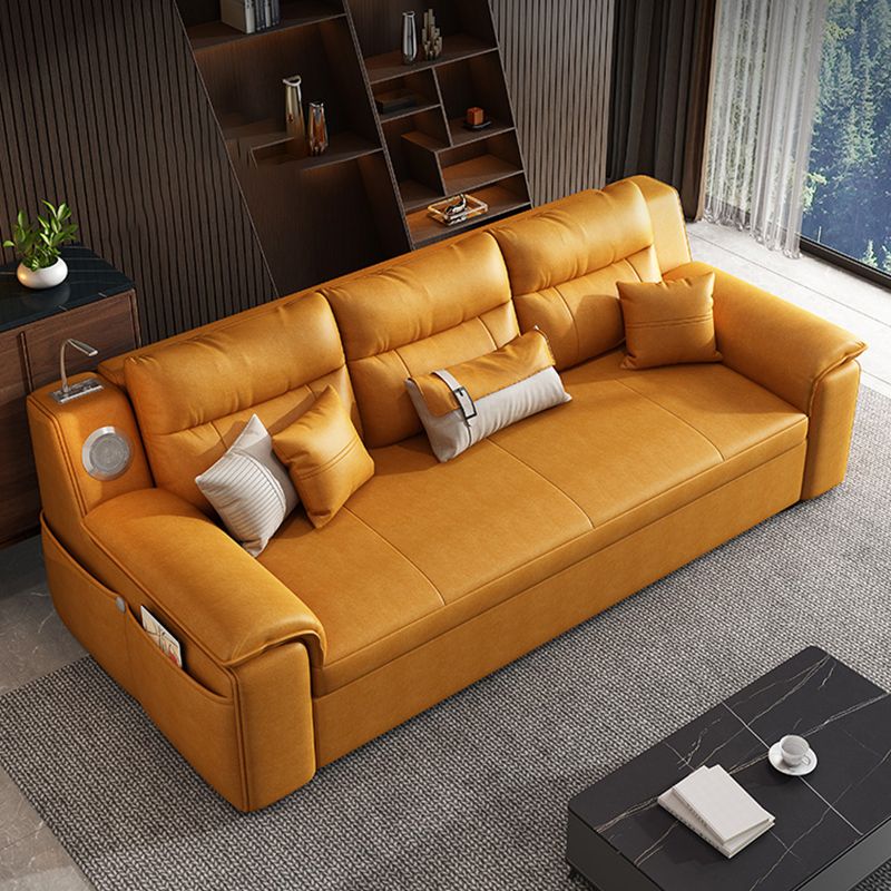 32" Wide Scandinavian Sofa Futon Foldable Orange Sleeper Sofa