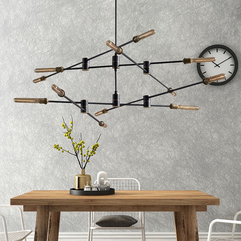 Nordic Style Metal Chandelier Branch Black Pendant Lamps for Living Room