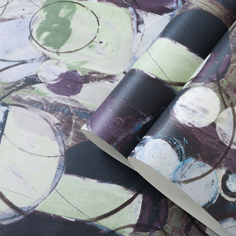 Modern Art Bubbles Wallpaper Roll Dark-Color Abstract Painting Wall Covering for Living Room