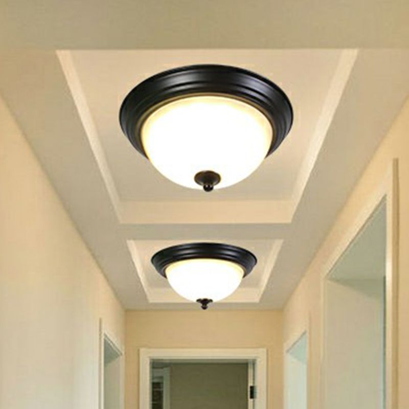 Bol inversé verre givré LED plafonnier Vintage salon encastré luminaire