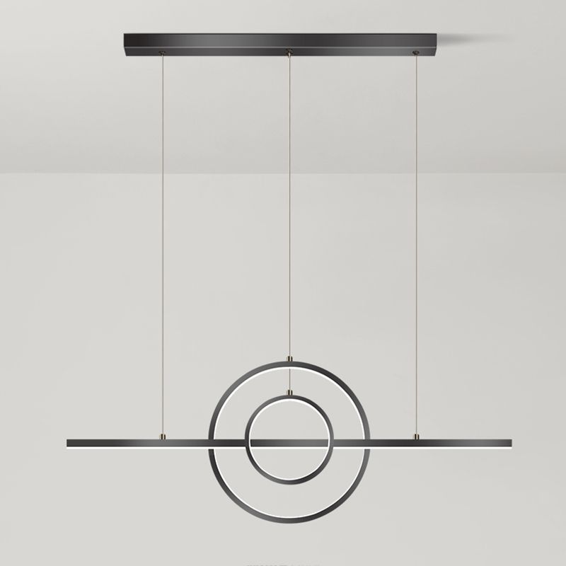 Linear Shape Island Lighting Ideas Modern Style Metal 3 Light Island Pendants in Black