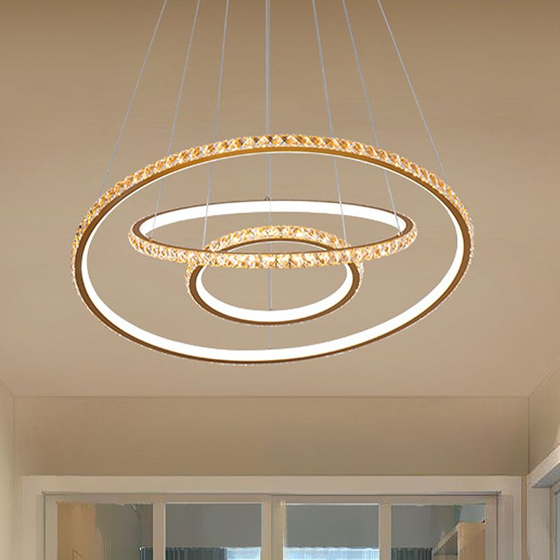 Lampada lampadina a 3 livelli Light Aibrowture Modern Crystal Gold Gold Soffio Light in 3 colori/Inner Calda esterna bianca esterna/Interna Bianca Calda esterna