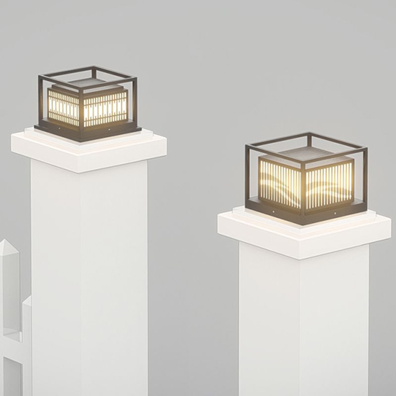 Household Pillar Light Geometric LED Solar Lighting Fixture for Backyard