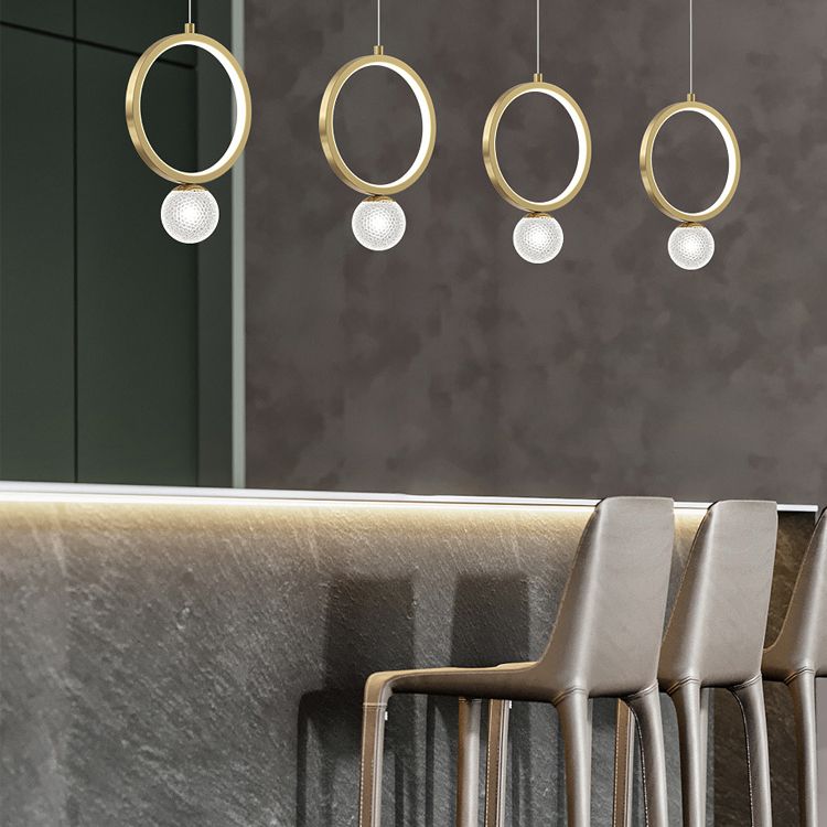 Contemporary Circular Ring Pendant LED Pendant in Golden for Bar Study Room