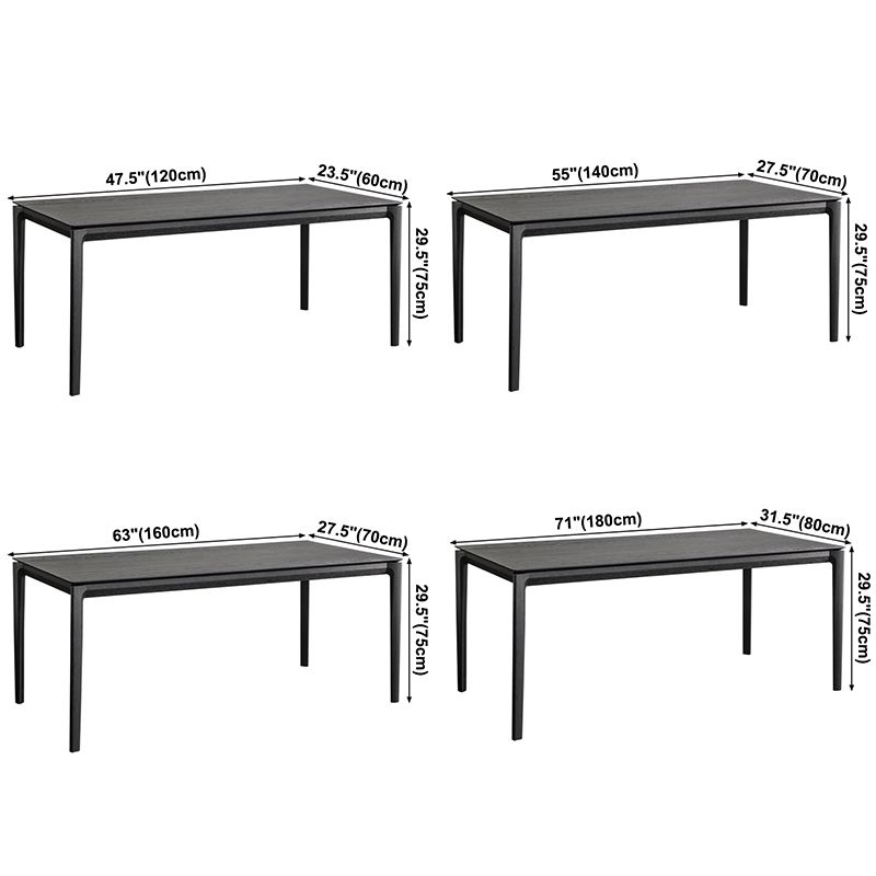 Tavolo da pranzo in legno massiccio nero moderno tavolo da pranzo cucina rettangolo con 4 gambe