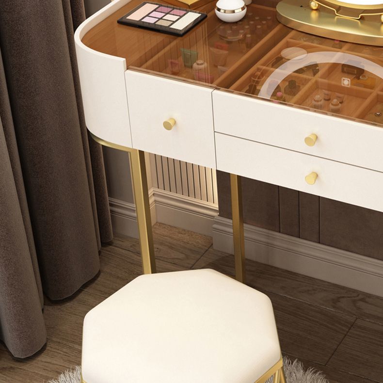 Glam Glass Vanity Dressing Table Bedroom Mirror Makeup Vanity Desk with Drawer