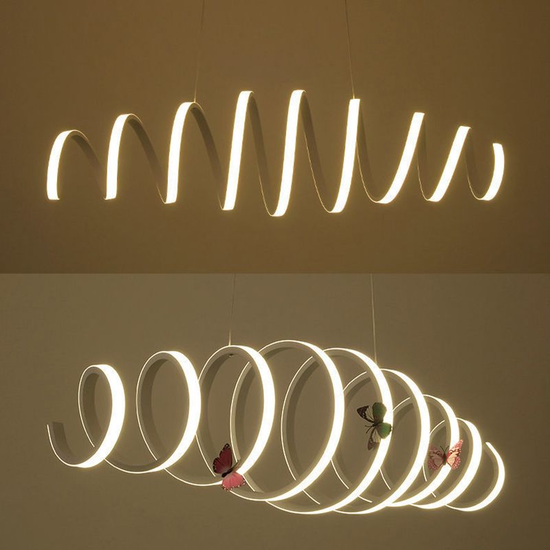 Weiße Acryl-federförmige LED-Kronleuchter Licht zeitgenössischer Minimalismus-Esszimmer Beleuchtung