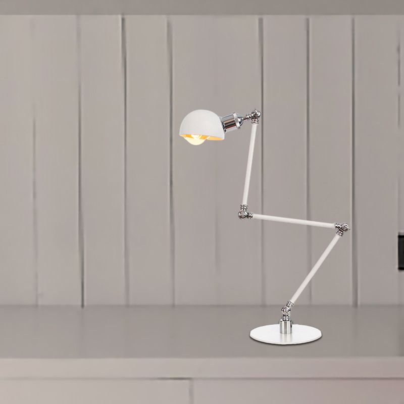 Dome Studeerkamer Leeslamp Metaal 4"/8,5" Breed 1 Licht Industrieel Stijlvolle Bureauverlichting in Wit, 8"+8"/8"+8"+8" Lengte Arm