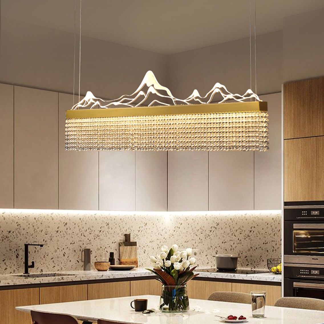Cascades Hanging Island Lights Crystal Modern Designer Pendant Lighting Fixtures for Restaurant