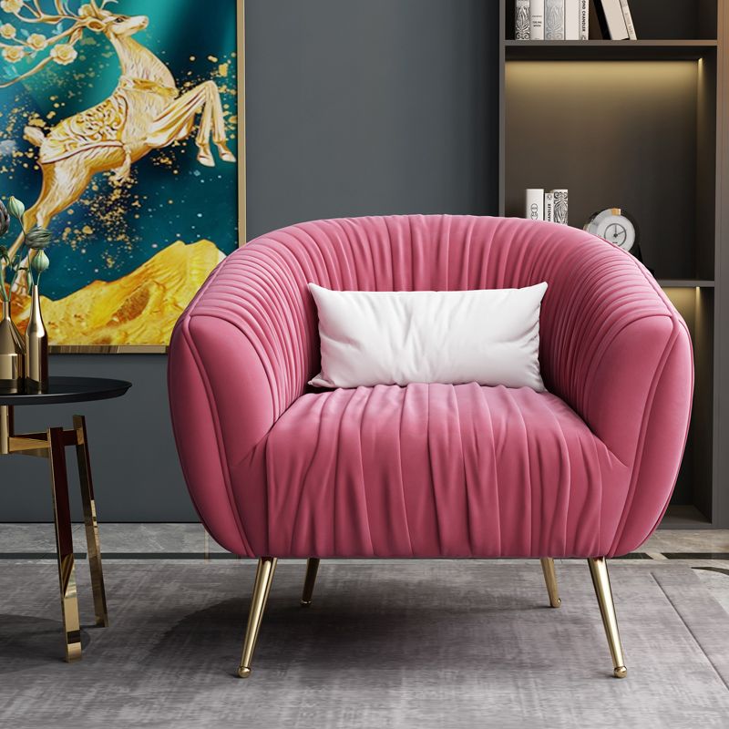 Modern Pillow Back Chair Solid Color Upholstered Sloped Arms Chair