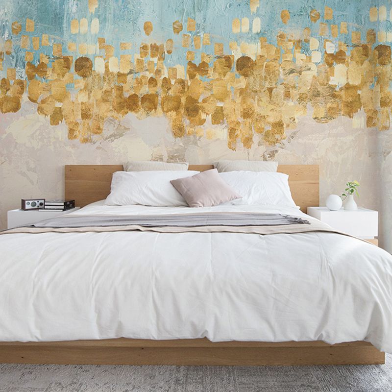 Minimalist Gold Wall Mural Colorful Pattern Wall Decor for Gallery, Non-Woven Fabric