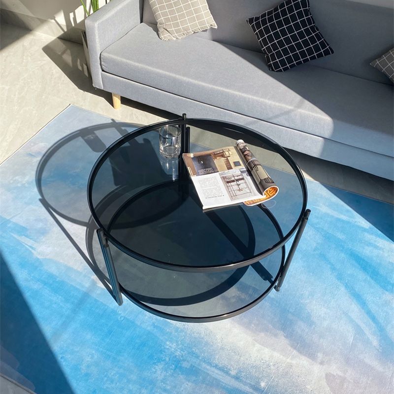 Modern Round Coffee Table 3 Legs Glass Top Coffee Cocktail Table for Living Room