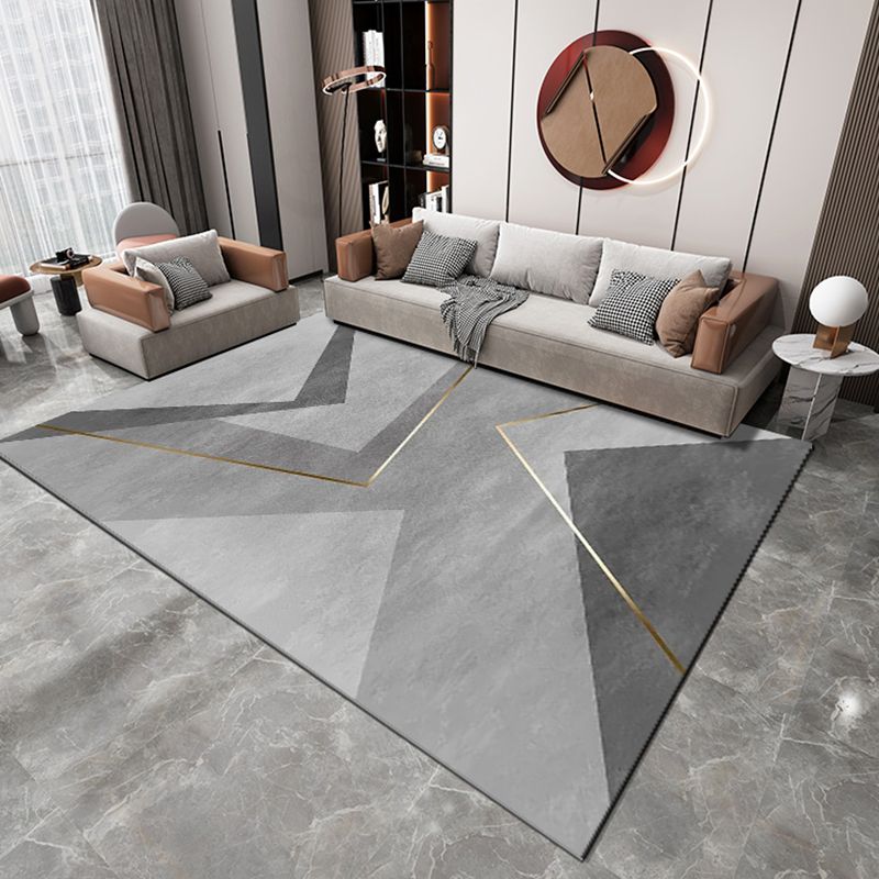 Geometric Area Rug Modern Contrast Panel Carpet Polyester Living Room Carpet with Non-Slip Backing