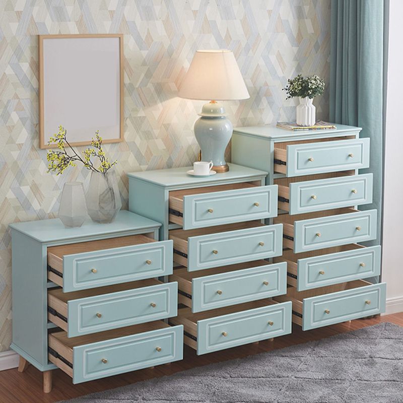 Contemporary Blue/ White Wooden Rectangle Accent Chest with Drawers