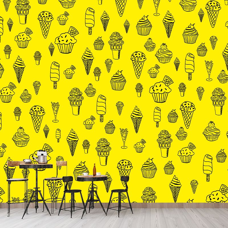 Customized Illustration Dessert Mural Wallpaper Commerce Shop Decoration