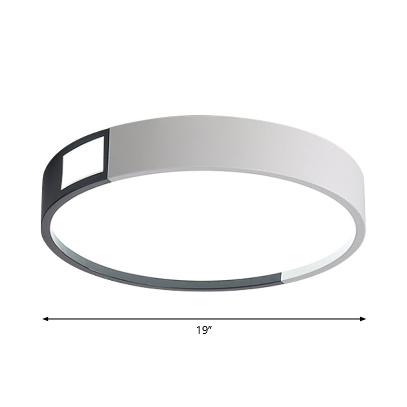 Minimalist Integrated LED Flush Light Black-White Splicing Round/Square/Rectangle Ceiling Mount Lamp with Acrylic Shade, Warm/White Light