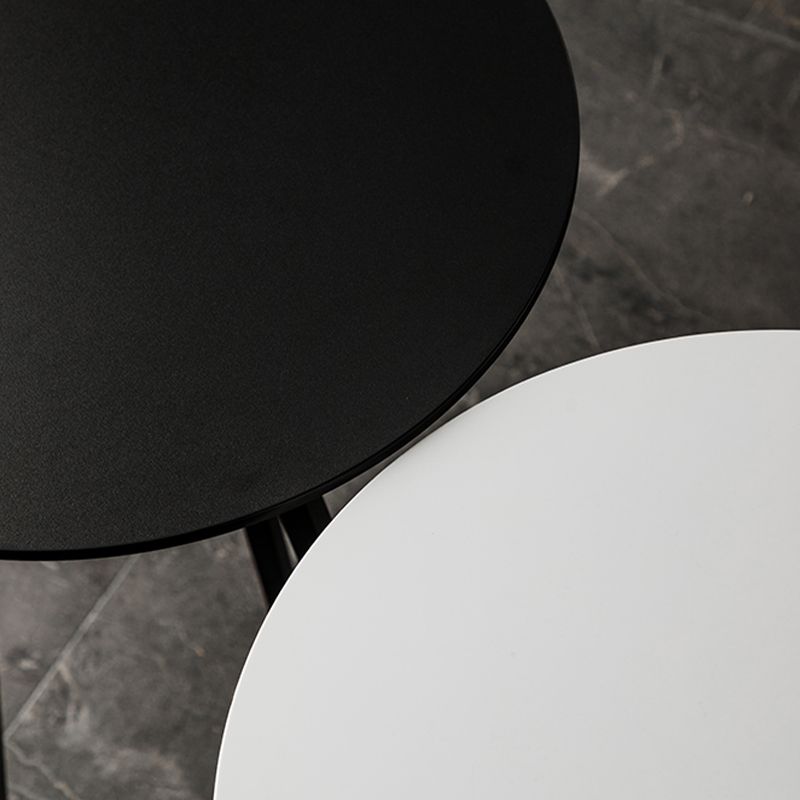 Contemporary Wood Top Round Bar Dining Table with Metal Base