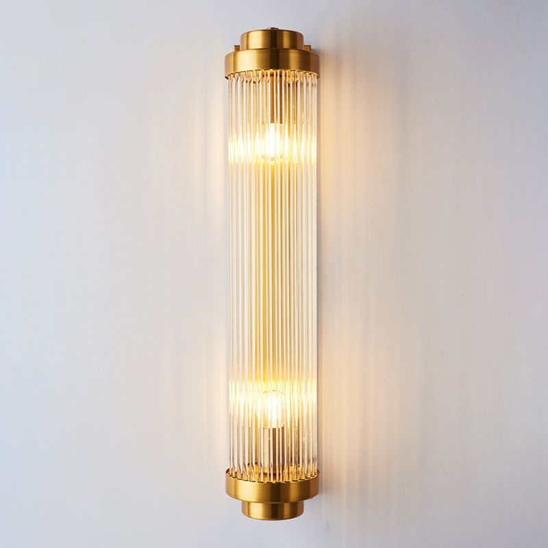 Glass Geometric Shape Sconce Light Modern-Style 2 Lights Wall Light Fixtures in Gold