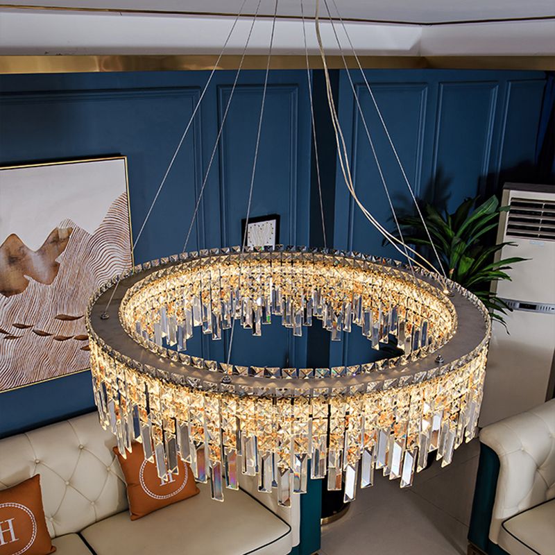 K9 Crystal Iasphicle Luz colgante Luxurious Modern Brass LED LED para sala de estar