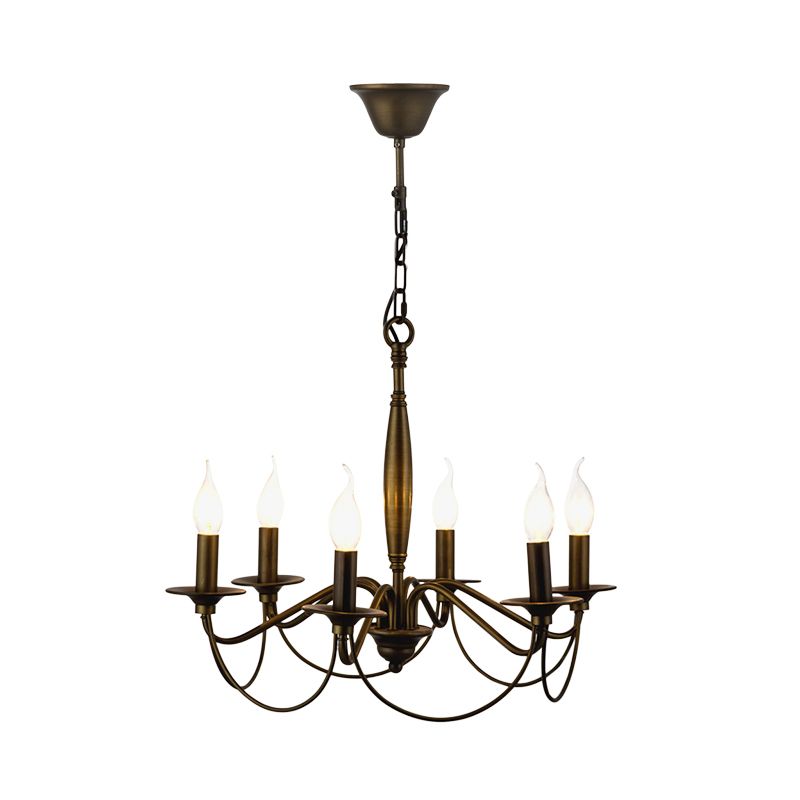 Bronzo 6 luci a ciondolo lampadario classico braccio a scorrimento in metallo lampada appesa per soggiorno