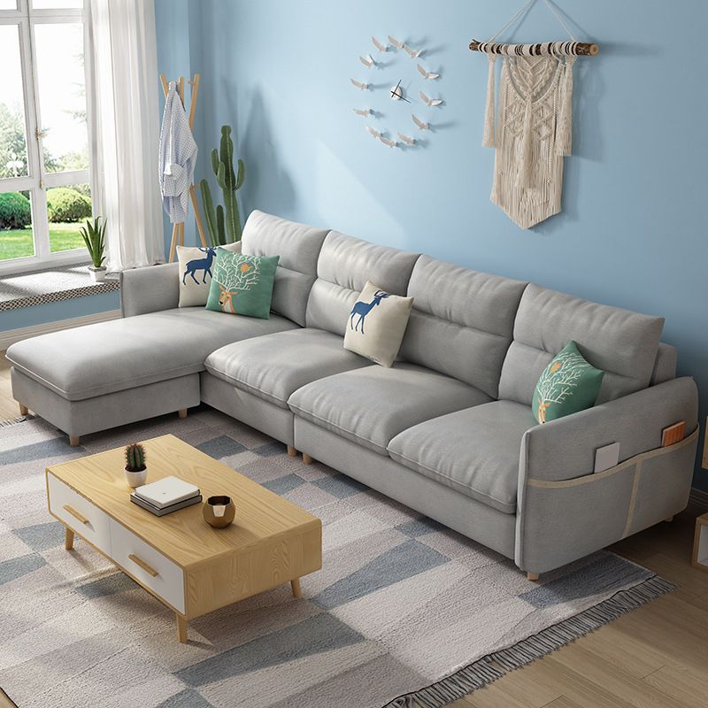 Contemporary Sofa Cotton Foam/latex Filled with Ottoman Sectional