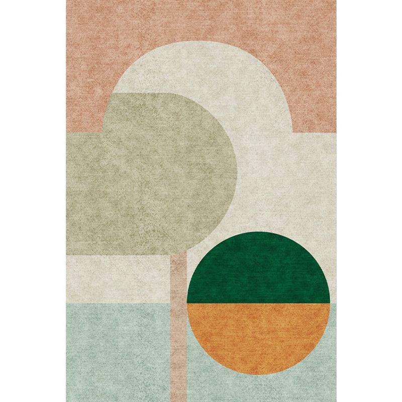 Casual Bedroom Rug Multi Color Geometric Print Rug Polyster Non-Slip Backing Stain-Resistant Carpet