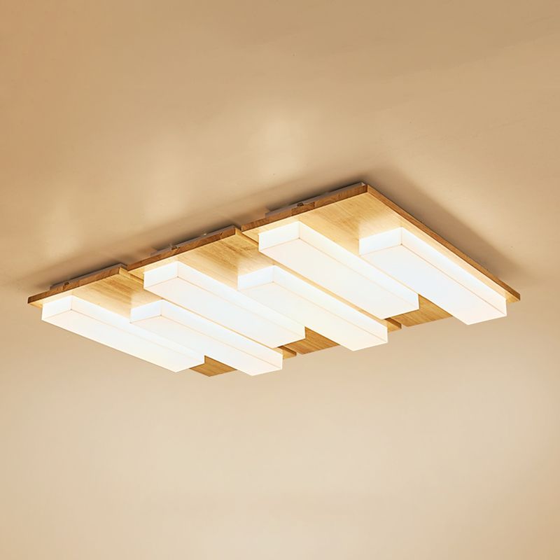 Iluminación de techo empotrada de madera, accesorio de techo de varios cabezales para sala de estar