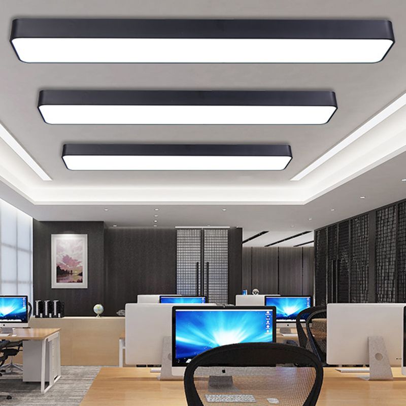 Black Rectangular Ceiling Light Fixture Simple LED Aluminum Flush Mount Lamp for Office
