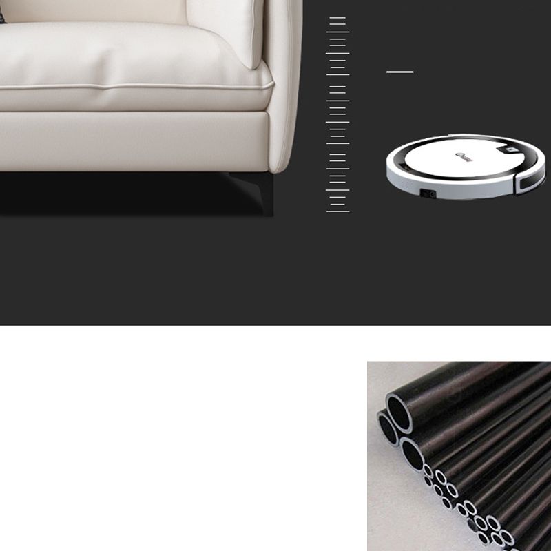 White Leather Pillow Back Sofa Contemporary Pillow Top Arm Sofa