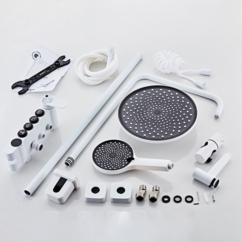 Wall Mounted Shower Arm Shower Faucet Metal Shower System with Slide Bar in White