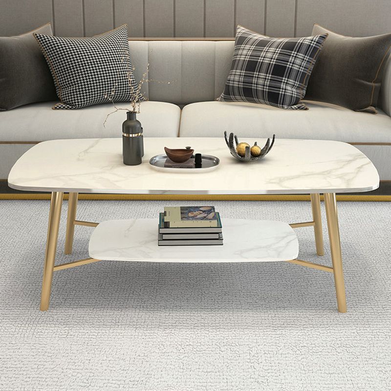 4 Legs Coffee Table Shelf Included Rectangular Cocktail Table
