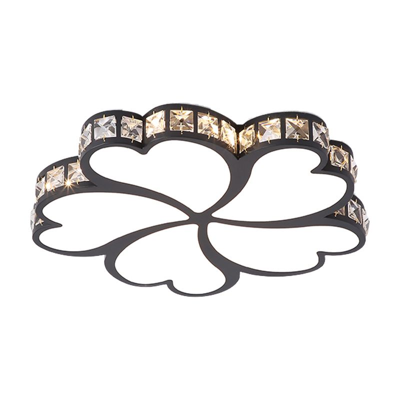 Clover Nordique Mount Ceiling Light with Crystal Shade Black / White / Gold LED Bedroom Ceiling Flush Mount Light