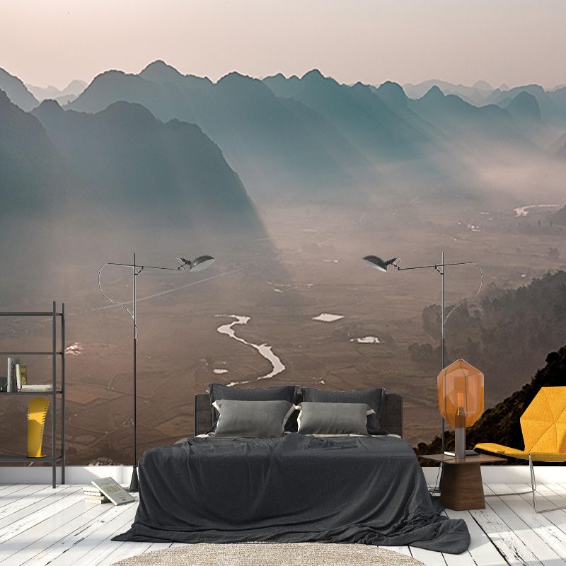 Mountain Scene Contemporary Style Mural Photography Living Room Wall Mural