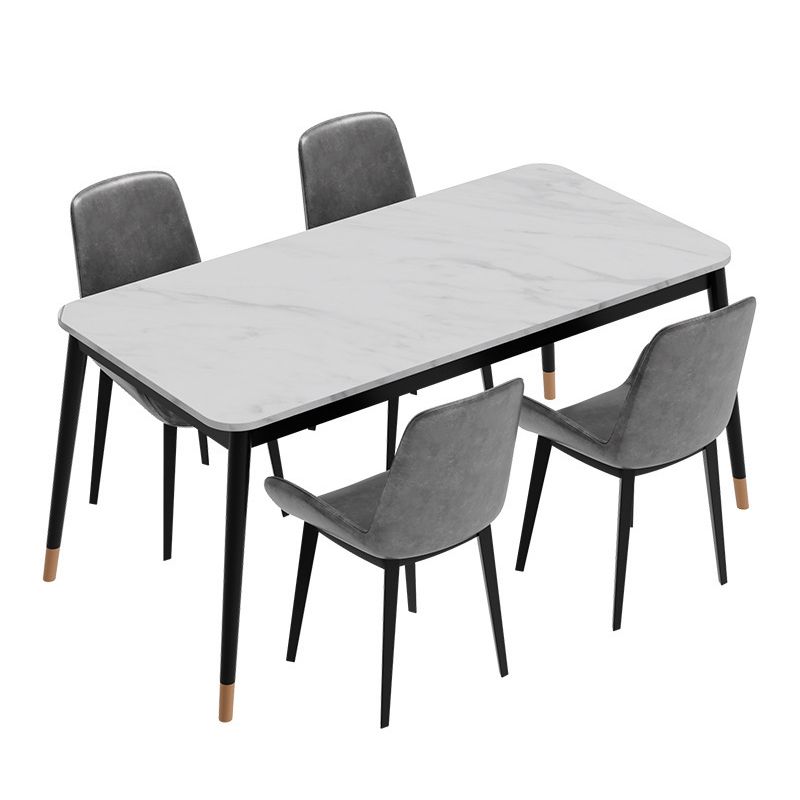 Glam Style Stone Dining Table 4 Metal Legs Table Home Rectangle Dining Table