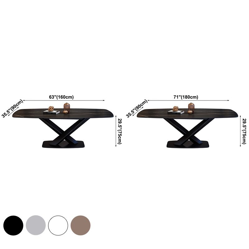 Rechthoekige luxe eettafel Vierkleurige vaste tafel met gesinterde steen