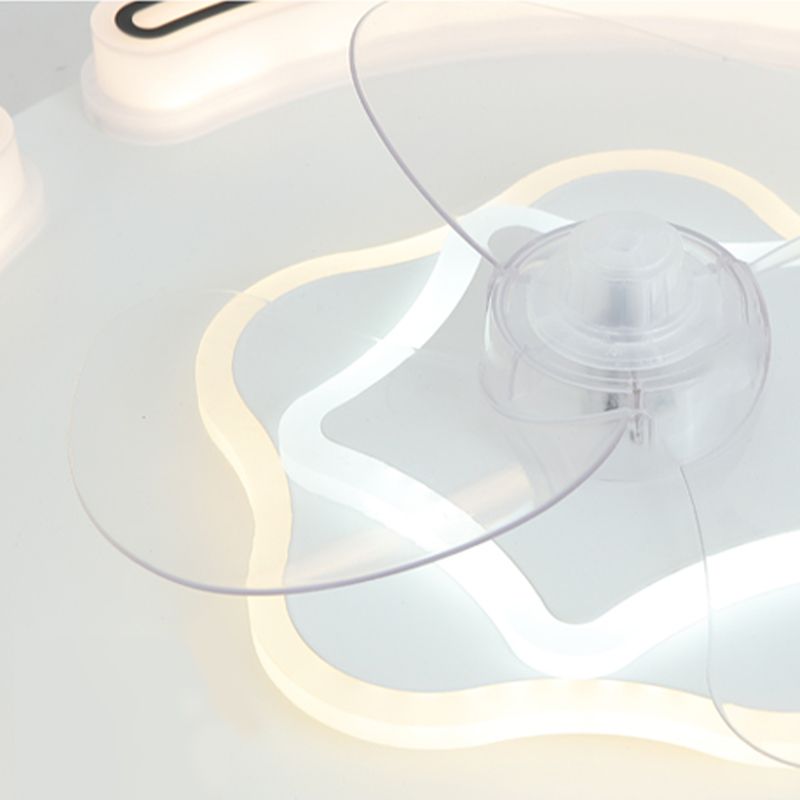 White Ultrathin Round Ceiling Fan Minimalist LED Acrylic Semi Mount Lighting for Living Room