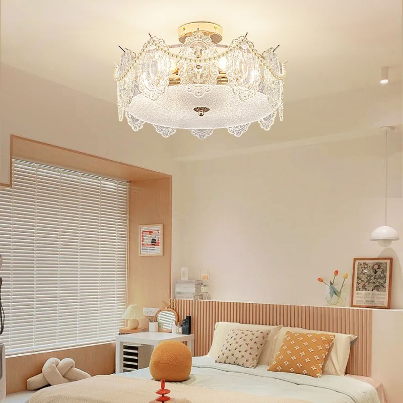 Contemporary Flush Mount Light Simple Flush Mount Ceiling Light Fixture with Glass Shade