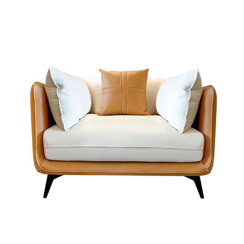 Stain-Resistant Faux Leather Square Arm Sofa/Sectional with Removable Cushions