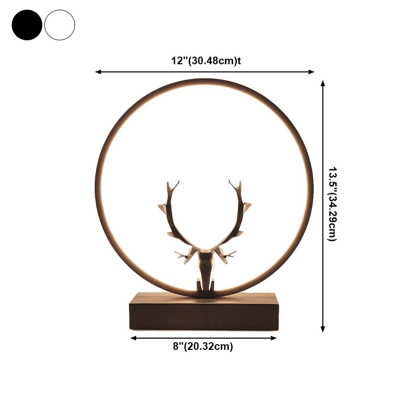 Metal Circle Table Lamp Nordic Antler Shape 1 Light Desk Lamp for Bedroom