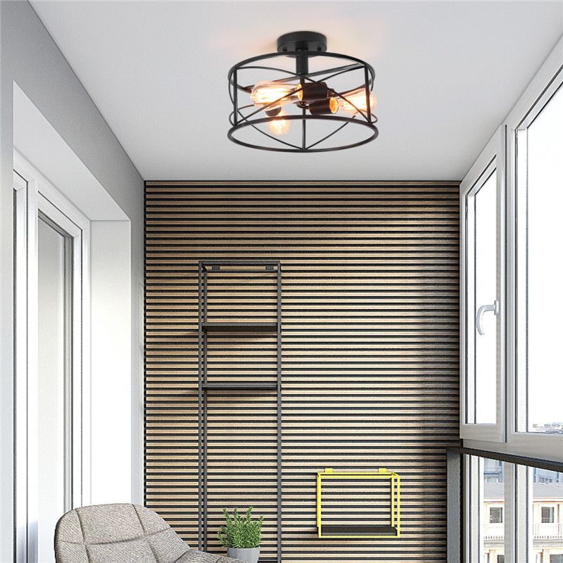Gitterkäfig-Unterputz-Deckenleuchte, Retro-Industriestil, Metall-Deckeneinbauleuchte für Wohnzimmer