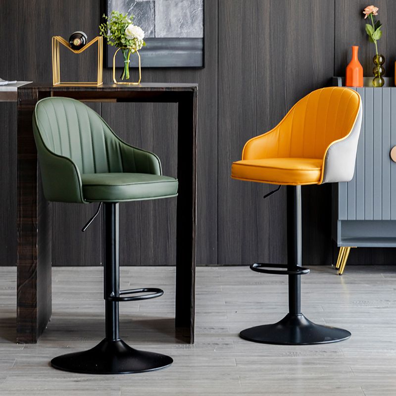 Indoor Modern Leather Barstool Rotating Lifting Bar Stool with Armrests