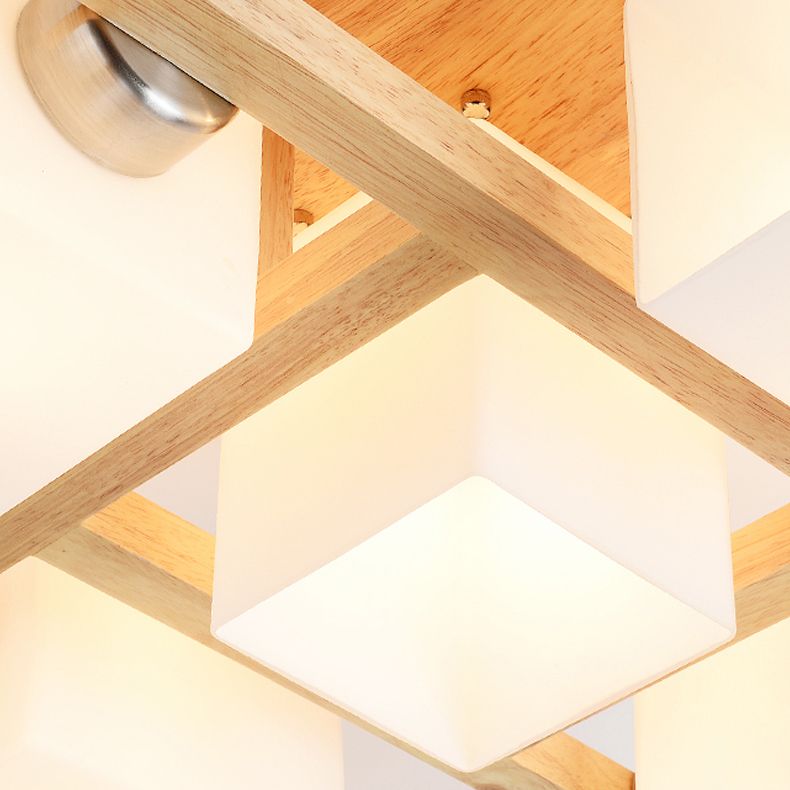 Houten geometrische plafondarmatuur in moderne, beknopte stijl, glazen inbouwmontage voor binnen