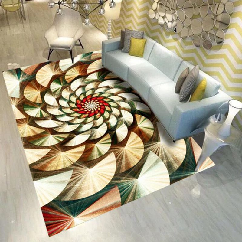 Yellow Modern Carpet Geometry Polyester Carpet Washable Area Carpet for Living Room