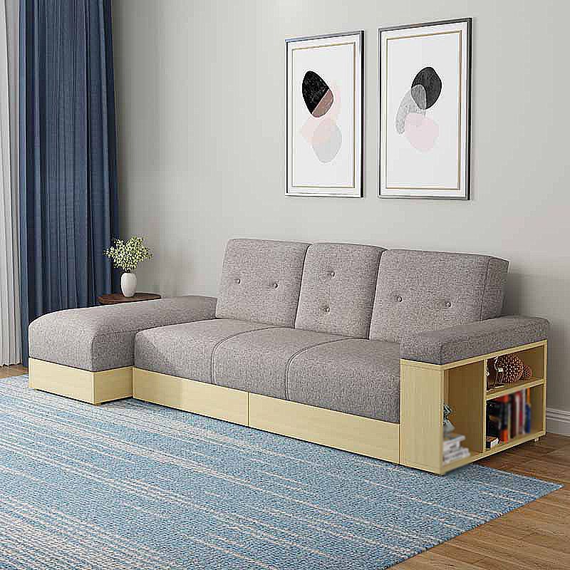 94.49" W √ó 39.37" D √ó 30.71" H Linen Blend One Arm Sectional with Storage